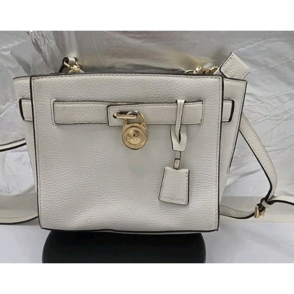 MICHAEL KORS Hamilton Traveler Leather Crossbody Messenger Shoulder Bag Cream